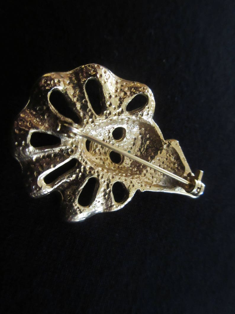 Vintage Clown Face Brooch in Gold Tone Studded with Rhinestones