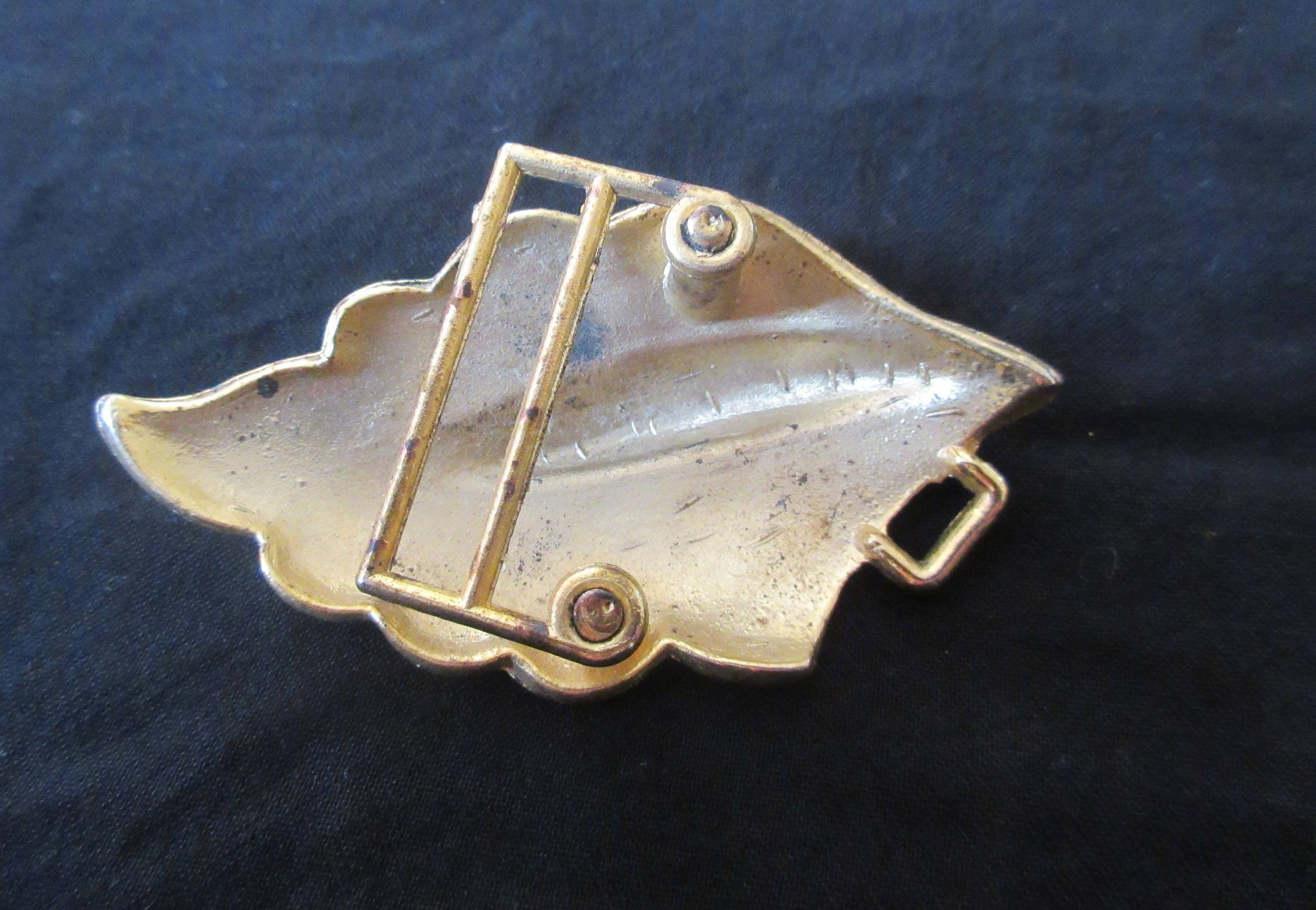 Vintage Textured Leaf Belt Buckle in Gold Tone Etsy