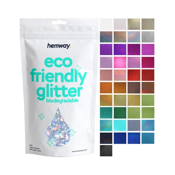 Hemway Eco Friendly Glitter 100g / 3.5oz Bio Cosmetic Safe Sparkle Vegan Biodegradable Festival Makeup Craft - 1/8" 0.125" 3mm SUPER CHUNKY