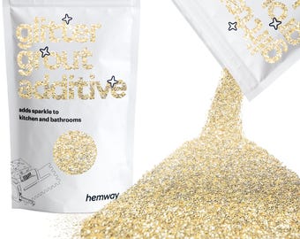 Hemway Glitter Grout Tile Additive 100g for Tiles, Bathroom, Kitchen - Add/Mix with Epoxy Resin or Cement Based Grout - Champagne Gold