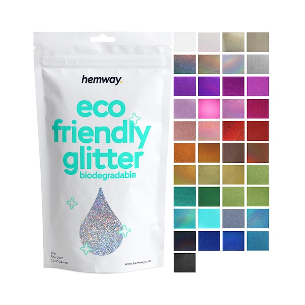 Hemway Eco Friendly Glitter 100g / 3.5oz Bio Cosmetic Safe Sparkle Vegan Biodegradable Festival Makeup Craft - 1/64 « 0.015 » 0.4mm FINE