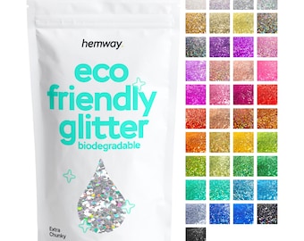 Hemway Eco Friendly Glitter 100g / 3.5oz Bio Cosmetic Safe Sparkle Vegan Biodegradable Festival Makeup Craft - 1/24" 0.04" 1mm EXTRA CHUNKY