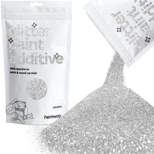 Hemway Glitter Paint Additive 100g for Emulsion Acrylic Walls Ceiling Feature Wall Bedroom Bathroom (ULTRA Fine / EXTRA Fine) - Silver
