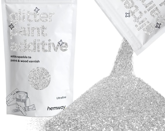 Hemway Glitter Paint Additive 100g for Emulsion Acrylic Walls Ceiling Feature Wall Bedroom Bathroom (ULTRA Fine / EXTRA Fine) - Silver