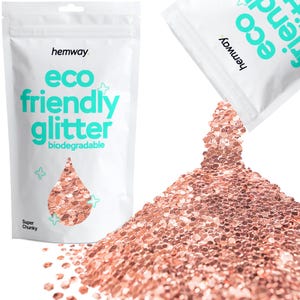 Hemway Eco Friendly Biodegradable Glitter 100g / 3.5oz Bio Cosmetic Safe Vegan Festival Makeup Craft (SUPER CHUNKY) - Rose Gold