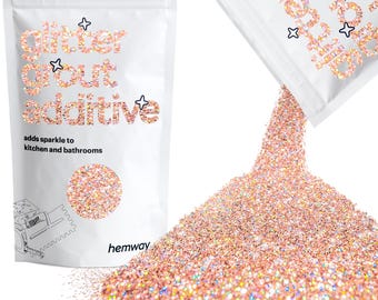 Hemway Glitter Grout Tile Additive 100g for Bathroom, Kitchen - Add/Mix with Epoxy Resin or Cement Based Grout - Rose Gold Holographic