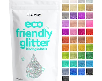Hemway Eco Friendly Glitter 100g/3.5oz Bio Cosmetic Safe Sparkle Vegan Biodegradable Festival Makeup Craft -1/128" (ULTRA Fine / EXTRA Fine)