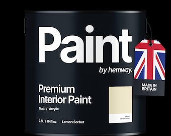 Hemway Lemon Sorbet Interior Matt Acrylic Paint 2.5L Tin Durable Emulsion Paint For Walls Ceilings Kitchen Bathroom Living Room