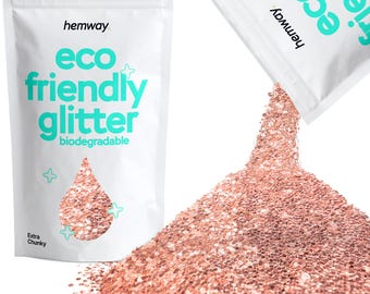 Hemway Eco Friendly Biodegradable Glitter 100g / 3.5oz Bio Cosmetic Safe Vegan Festival Makeup Craft (EXTRA CHUNKY) - Rose Gold