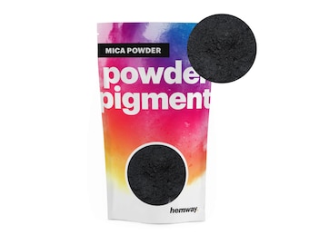 Hemway MICA PIGMENT POWDER - Grade A* Mica Metallic Dye for Epoxy Resin, Soaps, Candles, Cosmetics and Crafts - Charcoal Black - 50g / 100g