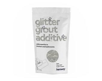 Hemway Glitter Grout Tile Additive 100g for Tiles, Bathroom, Kitchen Crystal Diamond Add/Mix Cement Based Grout - White Iridescent