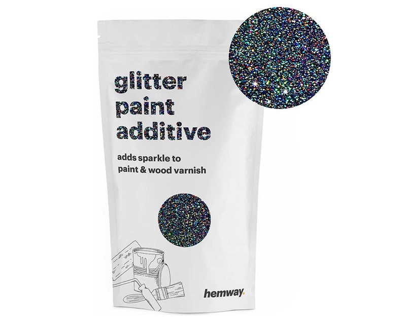 Hemway Glitter Paint Crystals Additive 100g For Emulsion Acrylic Walls Ceiling Feature Wall Bedroom Bathroom Black Holographic