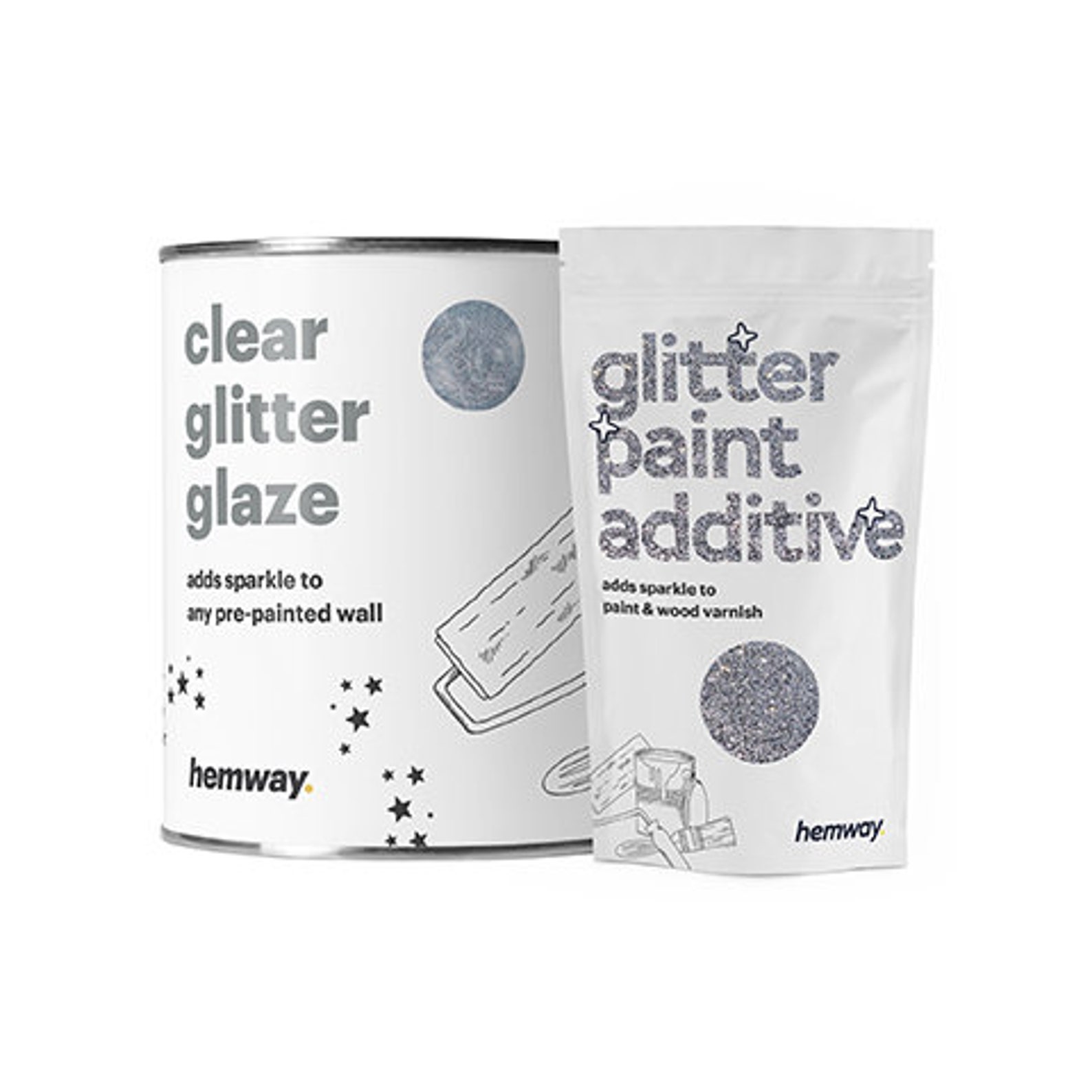 Hemway 1L Clear Glitter Paint Glaze silver for Prepainted Etsy