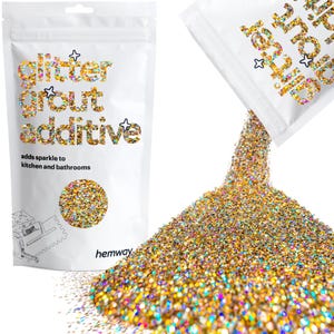 Hemway Glitter Grout Tile Additive 100g for Bathroom, Kitchen - Add/Mix with Epoxy Resin or Cement Based Grout - Gold Silver Holographic