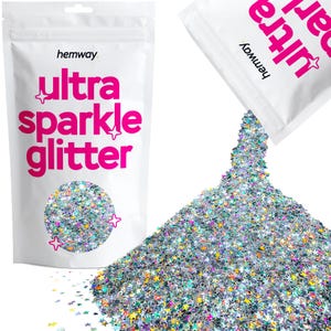 Hemway Craft, Cosmetic, Body, Face Glitter - Silver Holographic Stars