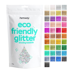 Hemway scintillant respectueux de l'environnement 100 g / 3,5 oz cosmétiques bio, sans danger, scintillement végétalien biodégradable, maquillage de festival artisanal - 1/64" 0,015" 0,4 mm FIN