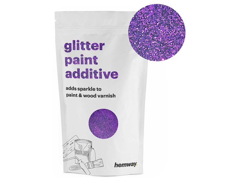Hemway Glitter Paint Crystals Additive 100g For Emulsion Acrylic Walls Ceiling Feature Wall Bedroom Bathroom Purple