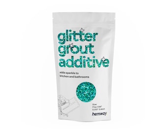 Hemway Glitter Grout Tile Additive 100g for Bathroom, Kitchen - Add/Mix with Epoxy Resin or Cement Based Grout - Turquoise Blue Holographic