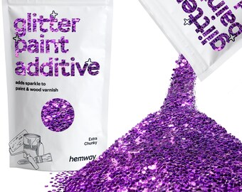 Hemway Glitter Paint Additive 100g for Emulsion Acrylic Walls Ceiling Feature Bedroom Bathroom (EXTRA CHUNKY) - Purple