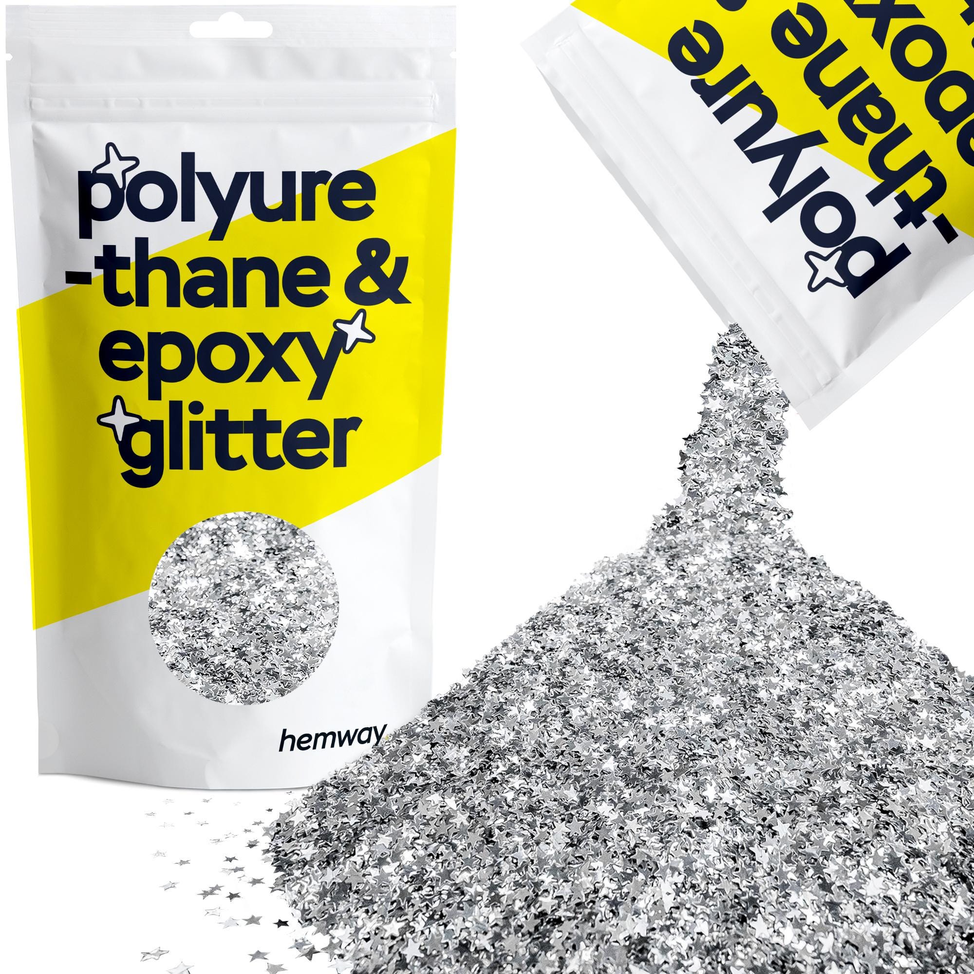 Hemway SILVER STARS Polyurethane & Epoxy Glitter for Resin, Crafts, Woodwork, Tumblers, Bottles, Floors (Ultra Fine / Extra Fine) 10/100g