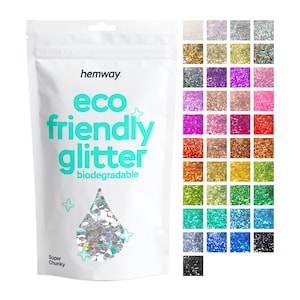 Hemway Eco Friendly Glitter 100g / 3.5oz Bio Cosmetic Safe Sparkle Vegan Biodegradable Festival Makeup Craft - 1/8&quot; 0.125&quot; 3mm SUPER CHUNKY