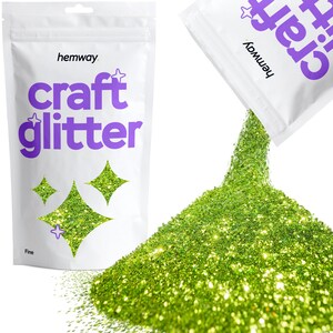 Paillettes artisanales Hemway pour l&#39;art, les décorations, les cartes, les vêtements, les ongles, la décoration florale, le maquillage, les fleurs, les albums de coupures (FIN) - Vert citron