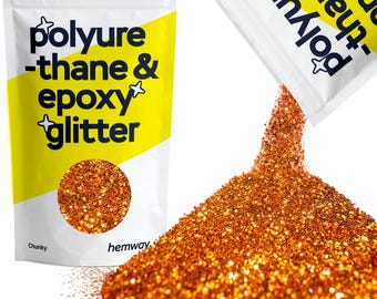 Hemway COPPER Polyurethane & Epoxy Glitter for Resin, Crafts, Woodwork, Tumblers, Bottles, Floors (Chunky) 100/500g