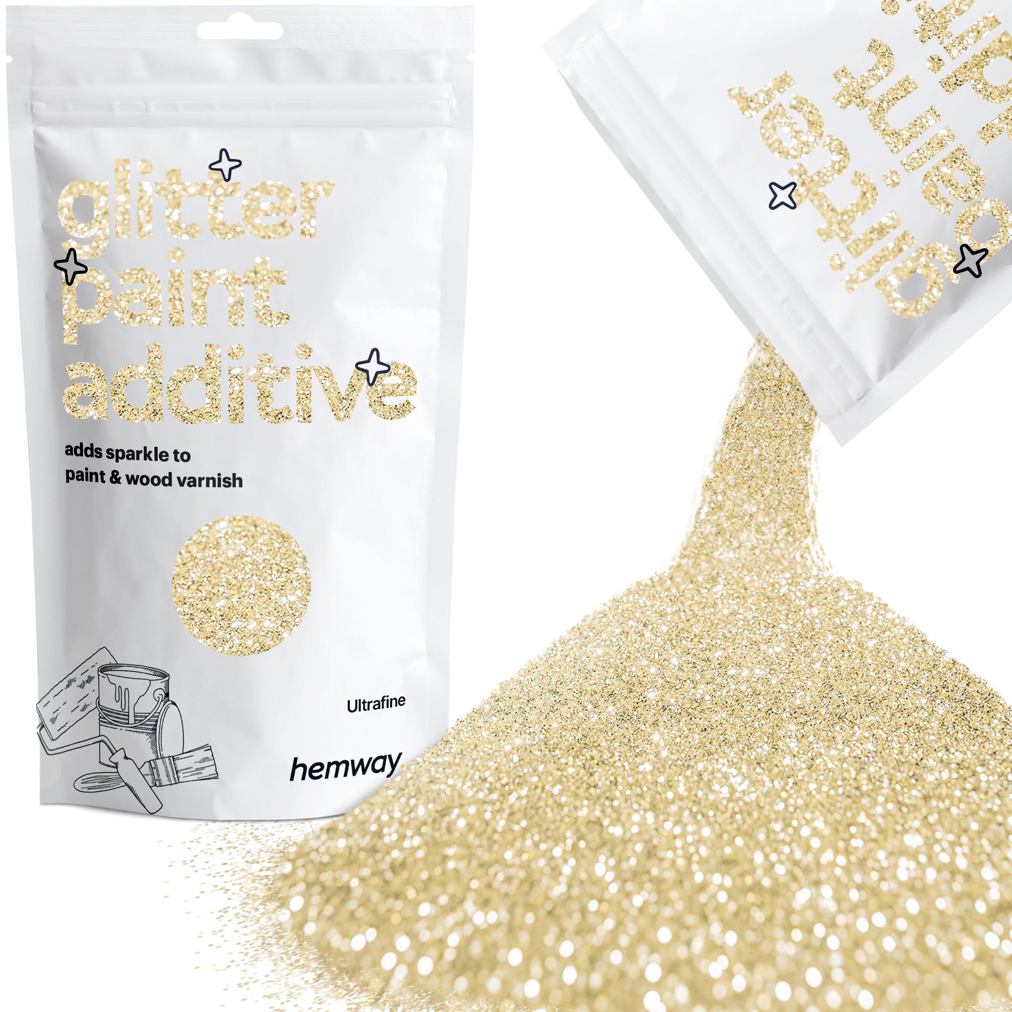 Hemway Glitter Paint Additive 100g- Emulsion Acrylic Walls Ceiling Wall Bedroom Bathroom Iridescent (ULTRA Fine/EXTRA Fine)- Champagne Gold