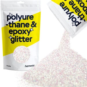 Hemway MOTHER OF PEARL Iridescent Polyurethane & Epoxy Glitter for Resin, Crafts, Woodwork, Tumblers, Glass, Floors (Chunky) 100/500g