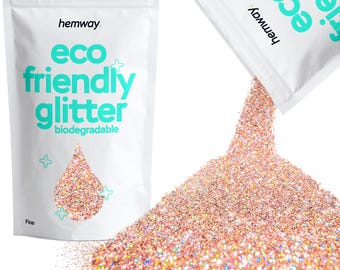 Hemway Eco Friendly Biodegradable Glitter 100g / 3.5oz Bio Cosmetic Safe Vegan Festival Makeup Craft (FINE) - Rose Gold Holographic