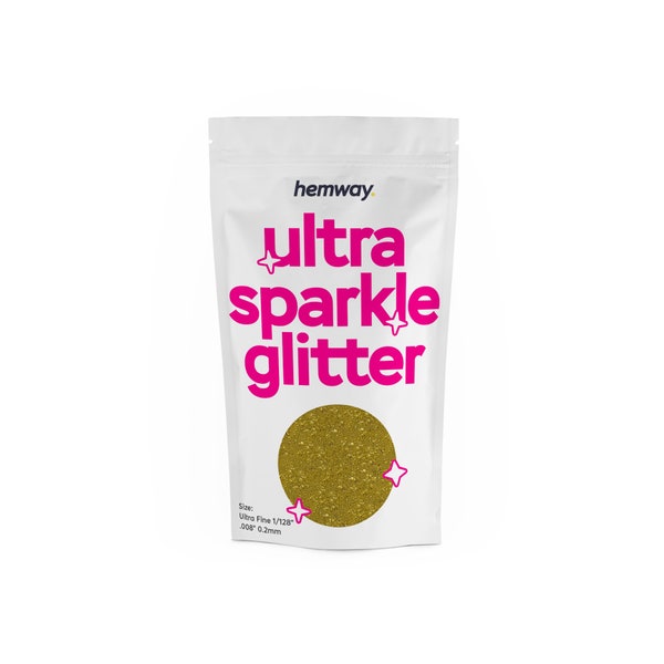 Hemway Ultra Sparkle Glitter for Nails, Face, Makeup, Body Art, Hair, Skin, Art, Cards, Cosmetic (ULTRA Fine / EXTRA Fine) - Gold