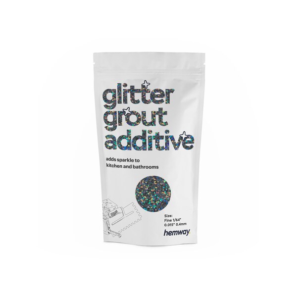 Hemway Glitter Grout Tile Additive 100g for Bathroom, Kitchen - Add/Mix with Epoxy Resin or Cement Based Grout - Gun Metal Grey Holographic