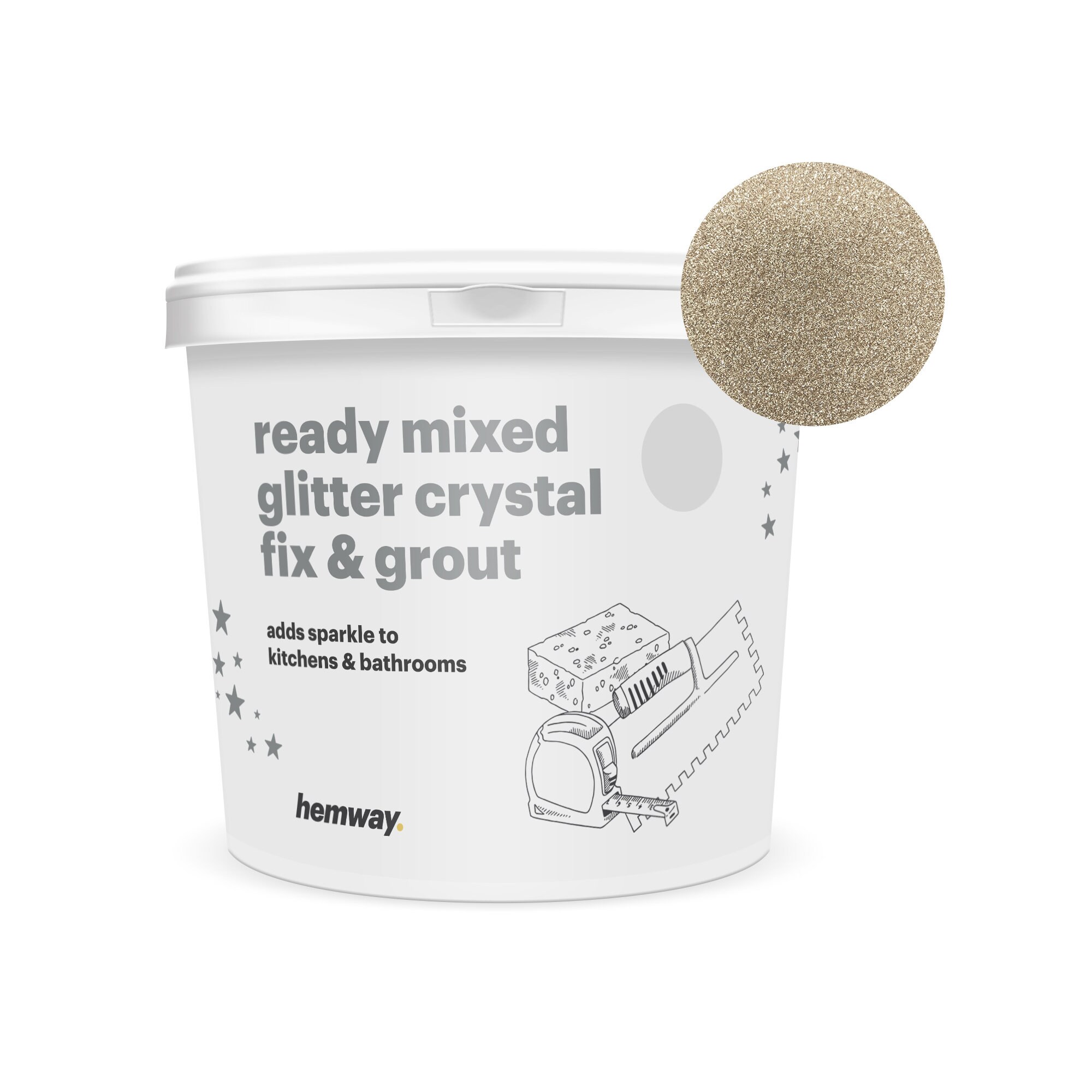 Hemway Glitter Grout Ready Mixed 4.5KG Grey Grout Champagne Gold Glitter