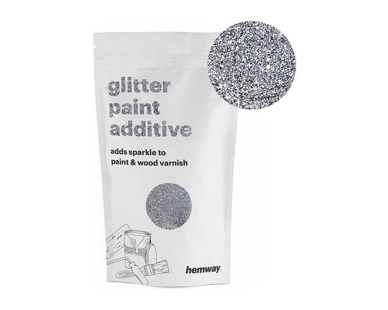Hemway Glitter Paint Crystals Additive 100g For Emulsion Acrylic Walls Ceiling Feature Bedroom Bathroom Silver
