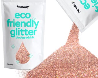 Hemway Eco Friendly Biodegradable Glitter 100g Bio Cosmetic Safe Vegan Festival Makeup Craft (ULTRA Fine/EXTRA Fine) - Rose Gold Holographic