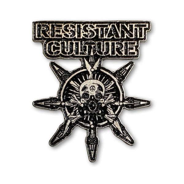 RESISTANT CULTURE "Surviving the Chaos" 1.5 x 1.75 inch metal pin with butterfly clutch