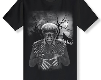 WOLFMAN Metal Punk Monster Mash Lycan Warewolf Classic Horror Everyday is Halloween black t-shirt