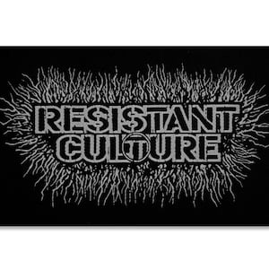 Parche con logo tejido de Cultura Resistente limitado. Sin borde corteza metal punk death grind negro