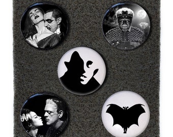 1" Monster Mash Classic Horror Halloween Buttons