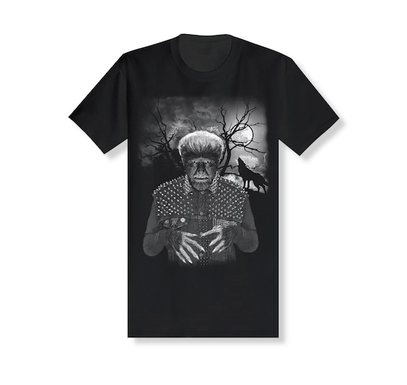 WOLFMAN Metal Punk Monster Mash Lycan Warewolf Classic Horror Everyday is Halloween black t-shirt