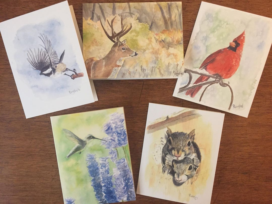 Wildlife Note Cards Nature Note Cards Set of Five From Etsy