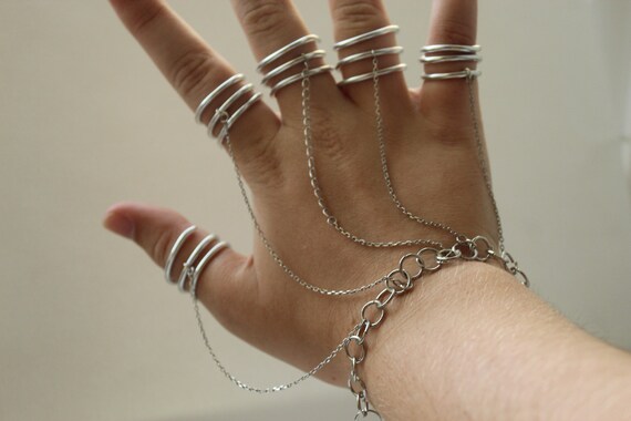 Anime Chain Bracelet Silver Five Finger 