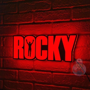 Rocky Balboa Sign LED Lightbox | Wall Art | Rocky Balboa Decor, Crossfit Decor | Great for Movie Fan | Fully Dimmable & Powered by USB
