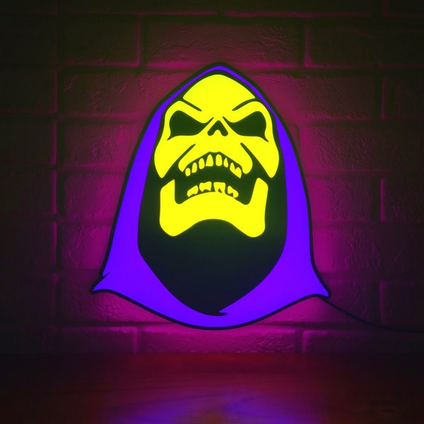 MOTU Skeletor LED Sign -  (He-Man and The Masters Of The Universe) Made by 3D Printer, USB Powered and Full Dimmable