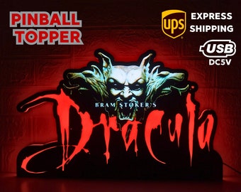 Dracula (Bram Stoker's) Pinball Topper -  3D Printed housing with RED Halo effects, LED, Dimmable, and USB powered.