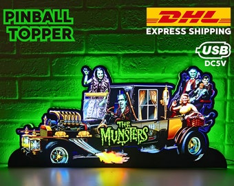 The Munsters Pinball LED Lightbox, The Munsters Pinball Topper, USB powered and with Dimming Function, design for Stern Pinball