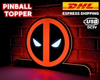 Deadpool Pinball LED Lightbox, Deadpool Pinball Topper, USB powered and with Dimming Function, designed for Stern Pinball