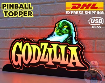 Godzilla Pinball LED Lightbox, Godzilla Flipper Topper, USB betrieben und mit Dimmfunktion, Design für Stern Godzilla Flipper