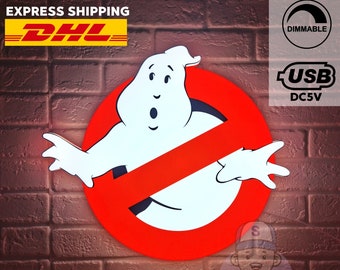 Ghostbusters Logo Lightbox | USB Powered with Dimming Control | Perfect Decor with your Ectomobile or Ecto-1 (Fast Shipping)