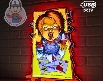 Chucky Halloween Lightbox | Horrorfilm und Spooky Kollektion| USB Powered mit Dimming Control | Perfektes Dekor mit Ihrer Chucky-Kollektion